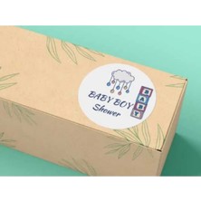Bisaccia Erkek Bebek Partisi Sticker Baby Boy Mat Etiket Baby Shower Serisi 4 cm (40 Adet)