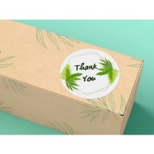 Bisaccia Eticaret Etiketleri Serisi Thank You Sticker Yeşil Yapraklı Tasarım Blad ? 4 cm - 40 Adet