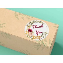 Bisaccia Thank You Etiket Sarımtırak Çelenk Mat Sticker Kraft Renkle Uyumlu 4 cm - 40 Adet