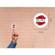 Casalinghi Gül Suyu Etiketi Kolonya Sticker Gül Baskılı Yuvarlak Mat Çıkartma 4 cm (45 Adet)