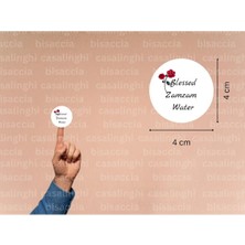Casalinghi Ingilizce Mübarek Zemzem Suyu Etiketi Yuvarlak Sticker Zamzam Hajj Umre Mat Hediye 4 cm (90 Adet)