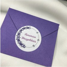 Bisaccia Özel Merasim Etiketleri Kınamıza Hoşgeldiniz Mor Organizasyon Sticker 4 cm (100 Adet)