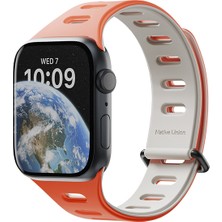 Watch 42MM Uyumlu Native Union Active Watch Band Serisi Silikon Kordon Turuncu-Gri