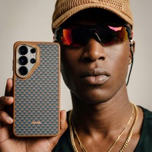 Galaxy S26 Ultra Uyumlu Kılıf M-Safe Şarj Özellikli Raptic Aramid Skin Dual Serisi Kapak Gold-Mavi