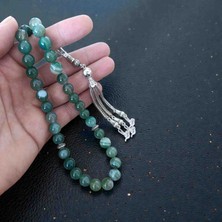 Mga Doğaltaş Yeşil Akik Taşı 10 mm Büyük Boy 33’lük Doğal Taş Tesbih – %100 Hakiki Sertifikalı – El Işçiligi – Esnek Misinalı Kopmayan Erkek Tesbih
