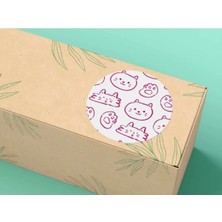 Bisaccia Pembe Kedili Etiket Pati Cat Yuvarlak Mat Sticker 4 cm (100 Adet)