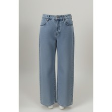 Trend Esinty Kadın Yüksel Bel Geniş Paça Mom Jean Pantolon