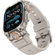 Watch Ultra 49MM Uyumlu Mohseven Iwatch Armor Silikon Kordon Titanyum-Beyaz