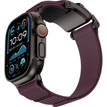 Watch 42MM Uyumlu Mohseven Iwatch Mecha Sport Hasır Kordon Siyah-Mor
