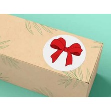 Casalinghi 4 cm (90 Adet) - Fiyonk Baskılı Etiket Kırmızı Fiyonk Yuvarlak Mat Çıkartma Round Sticker