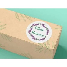 Bisaccia Nikah Hatırası Etiketi Çiçekli Mat Yuvarlak Sticker Wedding Ceremony 4 cm (40 Adet)