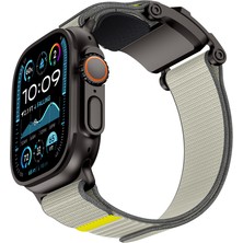 Watch 7 45MM Uyumlu Mohseven Iwatch Mecha Sport Hasır Kordon Siyah-Bej