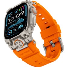 Watch Ultra 49MM Uyumlu Mohseven Iwatch Armor Silikon Kordon Titanyum-Turuncu