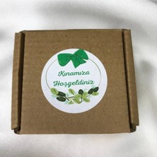 Bisaccia Kına Sticker Yeşil Fiyonk Yapraklar Kınamıza Hoşgeldiniz Mat Etiket 4 cm - 40 Adet