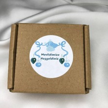 Bisaccia Mavi Mevlid Etiketi Yuvarlak Mat Sticker 4 cm -40 Adet