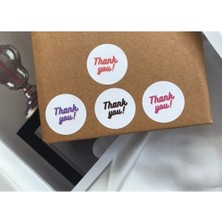 Bisaccia Karışık Renkli Thank You Etiket Neon Yazı Tipi Mat Etiket (4 Renk ) 3 cm - 180 Adet