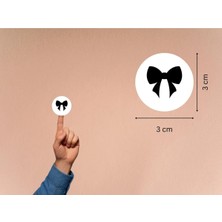 Casalinghi Siyah Fiyonk Etiketi Kalın Fiyonk Baskılı Yuvarlak Mat Çıkartma Hediyelik 3 cm (95 Adet)