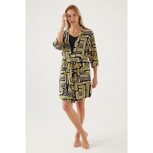 Tudik Collection Pierre Cardin 8819-S Kadın Desenli Sabahlıklı Şort Takım