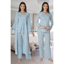 Tudik Collection Effortt 2424 Uzun Dantel Sabahlıklı Lohusa Pijama