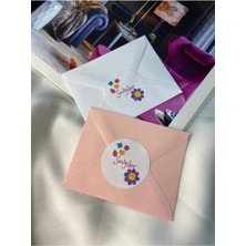 Casalinghi Pembe Mor Papatyalı Sevgiler Etiketi Love Yuvarlak Mat Sticker 4 cm (90 Adet)