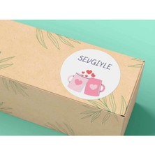 Bisaccia Sevgiyle Etiketi Kalpli Kupa Mat Sticker Evlilik Yıldönümü Aşk Love 4 cm (40 Adet)