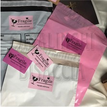 Bisaccia Dikkat Kırılır Etiketi Ingilizce Pembe Fragile Karışık 8,1x5 cm - (40 Adet)