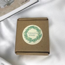 Bisaccia Teşekkür Ederiz Etiketi Green Theme Sticker Yeşil Çelenk Mat Paketleme Tebriği 4 cm - 40 Adet