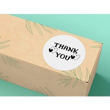Bisaccia Siyah Beyaz Kalpli Thank You Sticker Black White Round Label Etiket 3 cm - 100 Adet