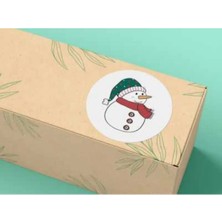 Casalinghi Yeşil Şapkalı Kardan Adam Etiketi Yuvarlak Mat Çıkartma Round Sticker 3 cm (95 Adet)