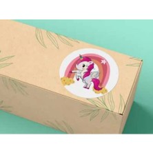 Casalinghi Sevimli Unicorn Yuvarlak Mat Etiket Cute Round Sticker 4cm -(40 Adet)