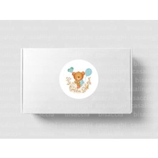 Casalinghi Hoş Geldin Bebeğim Etiketi Ayıcık Baskılı Yuvarlak Mat Çıkartma Cute Round Sticker 4 cm (45 Adet)