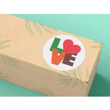 Casalinghi Colourful Love Etiket Yuvarlak Mat Çıkartma Sevgililer Günü Round Sticker 4 cm (40 Adet)