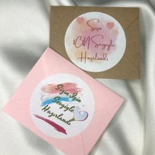 Bisaccia (120 Adet) 6 cm Sizin Için Sevgiyle Hazırlandı Etiketi Karışık Mat Büyük Sticker