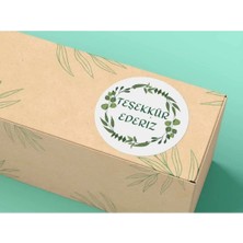 Bisaccia Teşekkür Ederiz Etiketi Türkçe Eticaret Tebrik Mesajları Serisi Yeşil Çelenk 4 cm  100 Adet