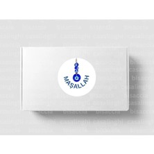 Casalinghi Maşallah Etiketi Nazar Boncuğu Mavi Yuvarlak Mat Sticker Bebek Partisi Kutlama 4 cm (90 Adet)