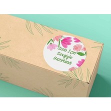 Bisaccia Pembe Çiçekli E-Ticaret Tebrik Etiketi Sizin Için Sevgiyle Hazırlandı Mat Sticker 4 cm - 100 Adet