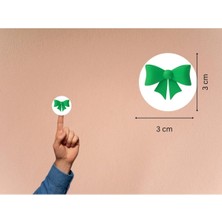 Casalinghi Yeşil Renk Fiyonk Etiketi Fiyonk Baskılı Yuvarlak Mat Çıkartma Renkli Fiyonklar 3 cm (100 Adet)