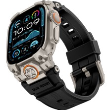 Watch Ultra 49MM Uyumlu Mohseven Iwatch Armor Silikon Kordon Titanyum-Siyah