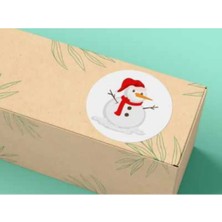 Casalinghi Kırmızı Şapkalı Kardan Adam Etiketi Sevimli Yuvarlak Mat Çıkartma Round Sticker 4 cm (20 Adet)