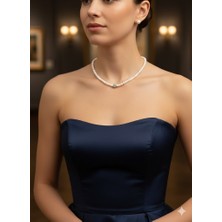 Eski Yeni Antik Minimal Tasarım Inci Kolye Gümüş Aparatlı