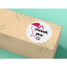Bisaccia Thank You Handmade Flamingo Pınk Sticker Yuvarlak Etiket 4 cm - 100 Adet