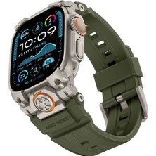 Watch Ultra 49MM Uyumlu Mohseven Iwatch Armor Silikon Kordon Titanyum-Yeşil
