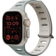 Watch Ultra 49MM Uyumlu Native Union Active Watch Band Serisi Silikon Kordon Yeşil-Gri
