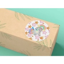 Bisaccia Unicorn Etiketi Gökkuşağı Sevimli At Cute Mat Etiket Çocuk Bebek 3 cm - 40 Adet