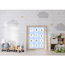 Casalinghi Ingilizce 12 Aylık Bebek Etiketi 12 Months Hayvan Baskılı Yeni Doğan Yuvarlak Sticker 4 cm (84 Adet)