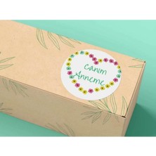 Bisaccia Anneler Günü Etiketi Çiçekli Kalp Canım Anneme My Mom Sticker 4 cm (40 Adet)