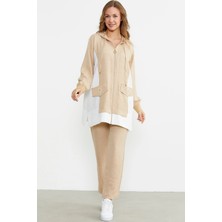 Tudik Collection Sementa 76448 Keten Görünümlü Kapüşonlu Tunik Takım