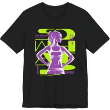 Tişört Kodu She Builds – Motivasyon Temalı Kadın Tişört | Spor & Günlük Kullanım