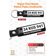 Kişiye Özel Beyaz Pleksi Plaka Anahtarlık - Çift Taraflı
