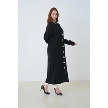 Mermaya Premium Kalite Kumaş, Gold Düğme Detaylı, Uzun Hırka.(38-42 Beden Için)